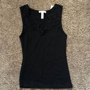 Black Lace Trim Sleeveless Top